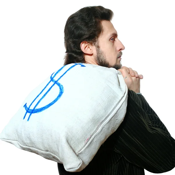 Mann mit Tasche auf dem Rücken — Stockfoto