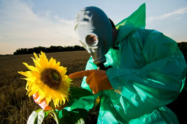 stock image In gas mask