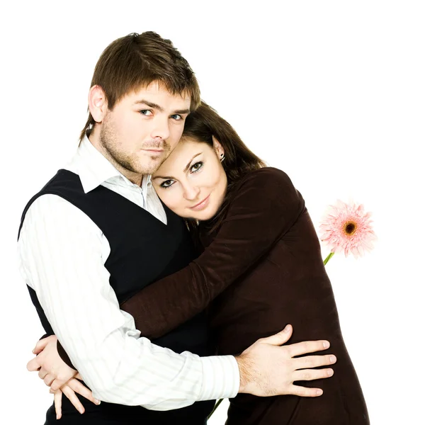 Paar mit Blume — Stockfoto