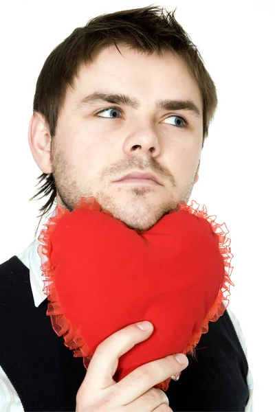 Hombre con corazón rojo — Foto de Stock