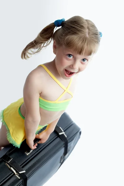 重い小型スーツケース — ストック写真