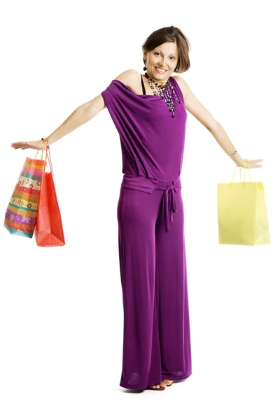 Woman with bags — Stock Photo, Image