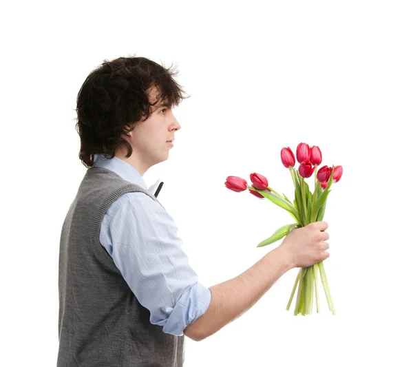 花束を持った少年 — ストック写真