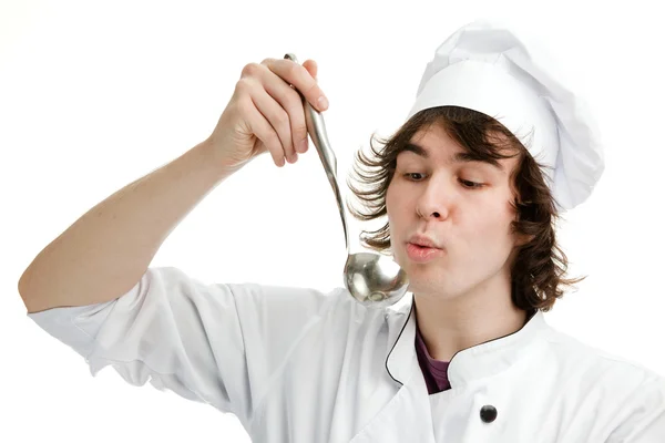 Chef with ladle — Stock Photo, Image