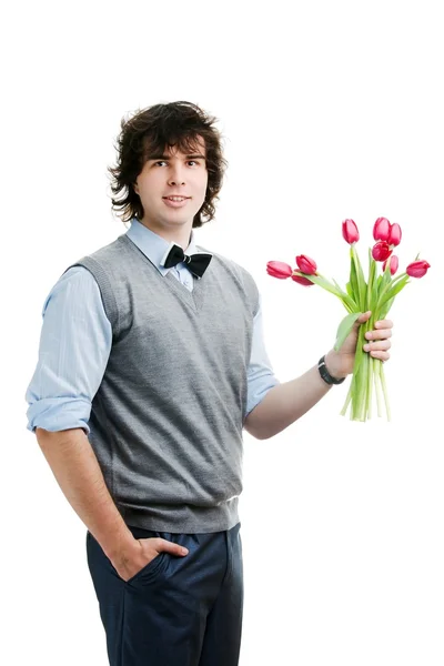Boy with flowers — Stock Photo, Image