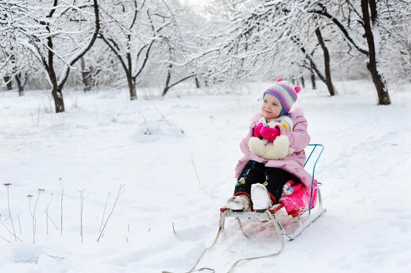 stock image Girl sledding