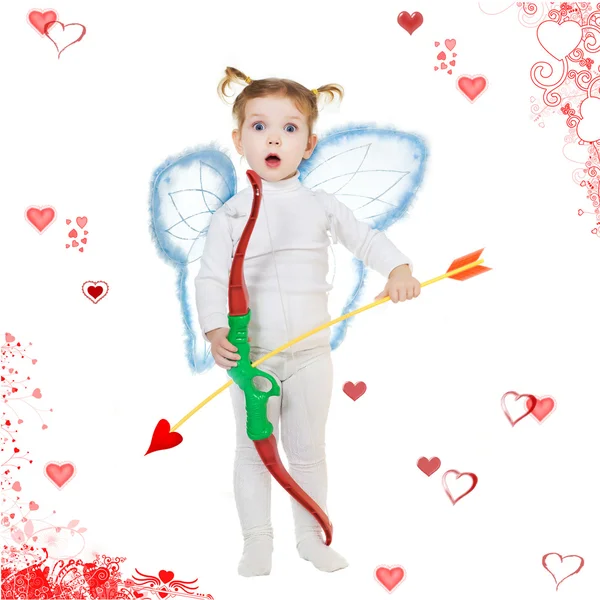 Cupid and hearts — Stock Photo, Image