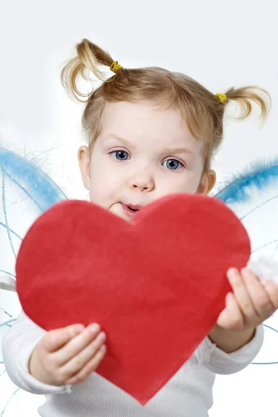 Cupido con cuore — Foto Stock