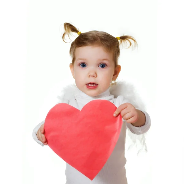 Cupido com coração — Fotografia de Stock