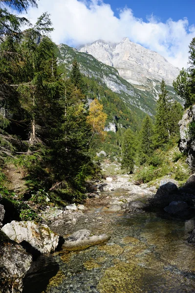 Skvělé italské hory a stream — Stock fotografie