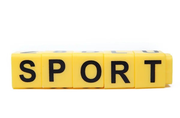 Yellow blocks with the word Sport on them — Stock Photo, Image