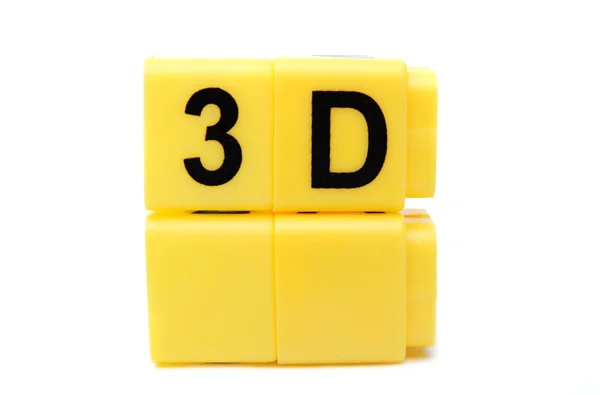 Blocos amarelos com a palavra 3D neles — Fotografia de Stock