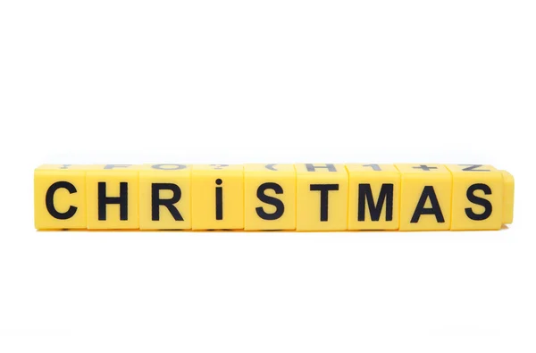 Žlutá bloky se slovem Vánoce na nich — Stock fotografie