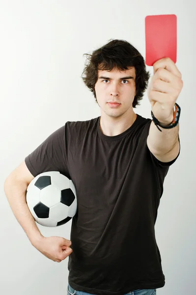 A referee showing red card — Stock Photo, Image