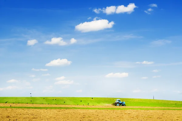 Blue farm tractor — Stock Photo, Image