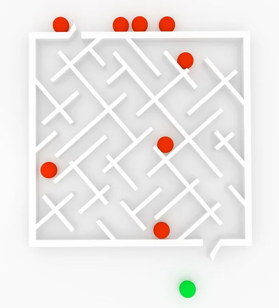 Esferas vermelhas em um labirinto . — Fotografia de Stock
