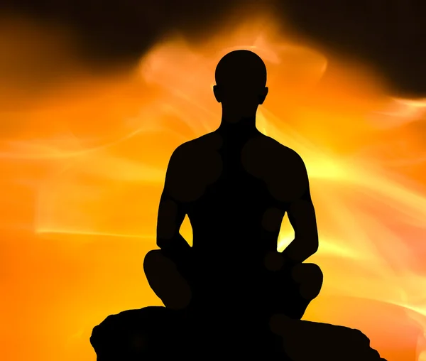 Silhouet van de meditating persoon — Stockfoto