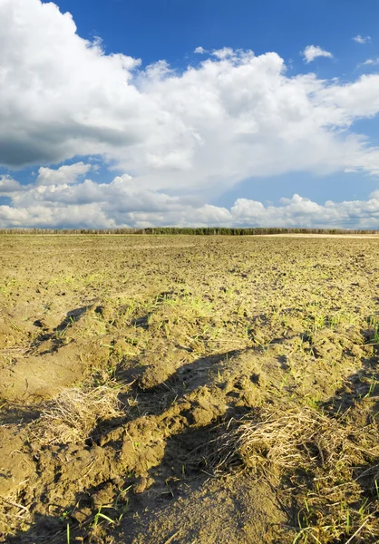 stock image Plough plowed brown clay soil field