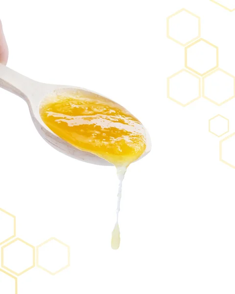 Lepel met kalk honing — Stockfoto