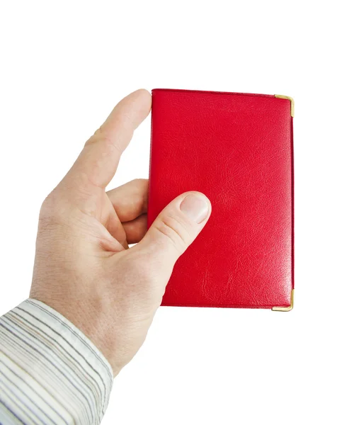 Documento en una cubierta roja — Foto de Stock