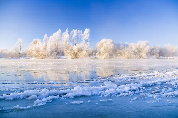 서리가 내린 겨울 강 — 스톡 사진