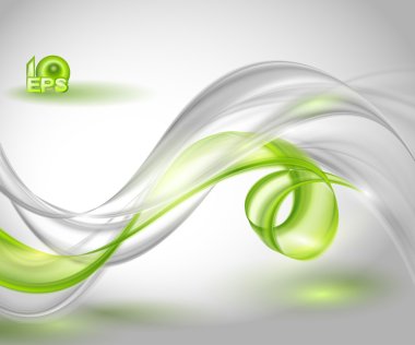 Abstract gray waving background with green element clipart