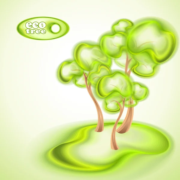 Eco achtergrond met groene bomen — Stockvector