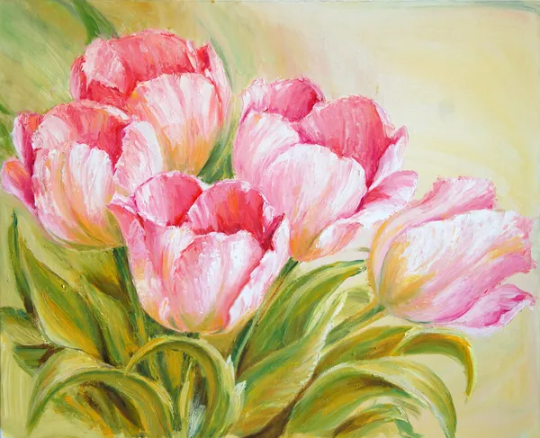 Pintura a óleo tulipas — Fotografia de Stock