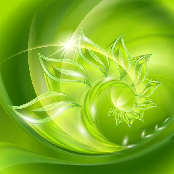 Fondo verde abstracto con hojas — Vector de stock