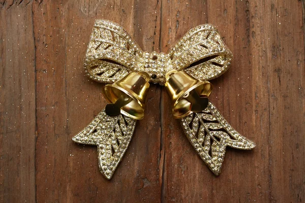Christmas golden bow — Stock Photo, Image