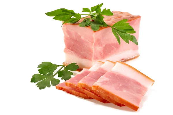 Delicious bacon with parsley leaves — Stock Photo, Image