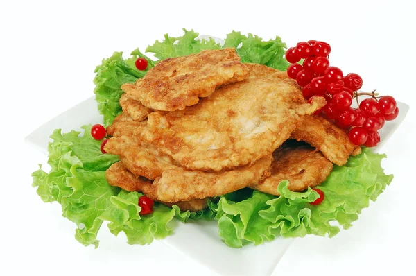 stock image Chops grilled meat with a green salad and cranberries