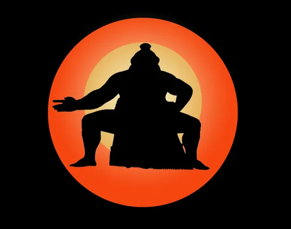Silhouette einer Figur des japanischen Kämpfers — Stockfoto