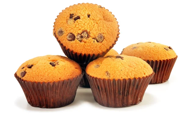 Five fruitcakes with chocolate — Stock Photo, Image