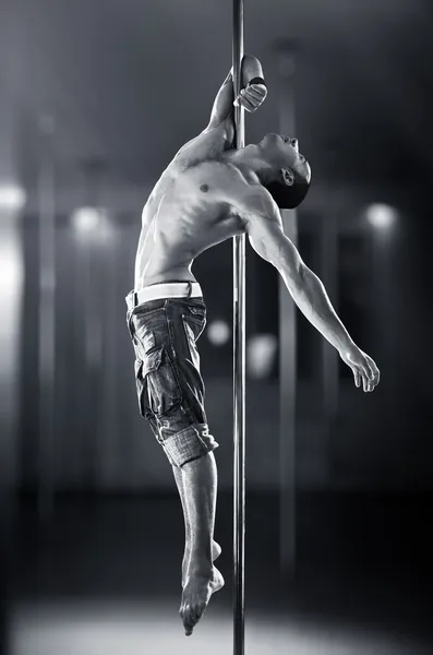 Pole dance man — Stock Photo, Image