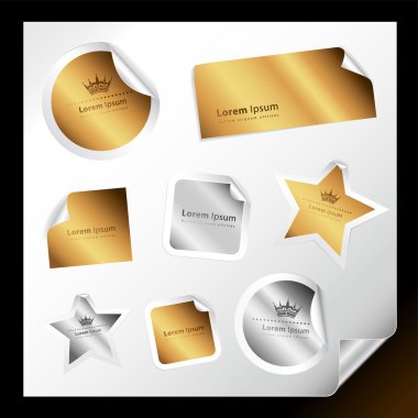 Exclusive gold and silver stickers clipart