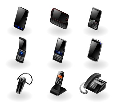 Electronics icon set - Phones/communication clipart