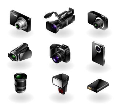 Electronics icon set - Cameras and camcorders clipart