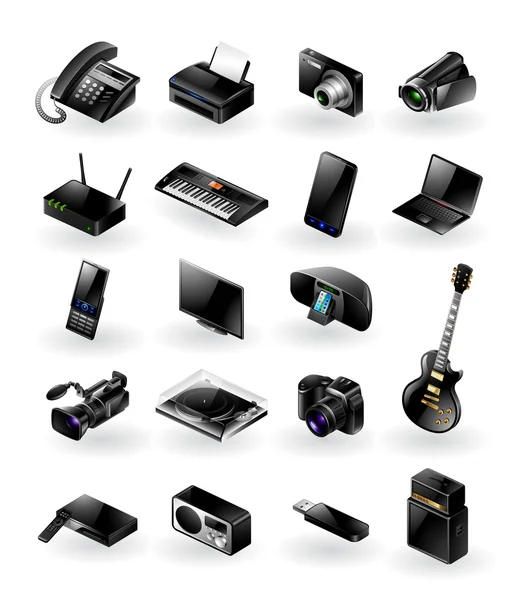 Set di icone elettroniche miste — Vettoriale Stock