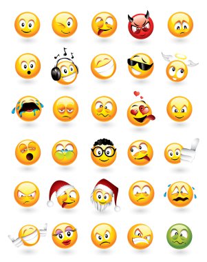 Set of 30 emoticons clipart
