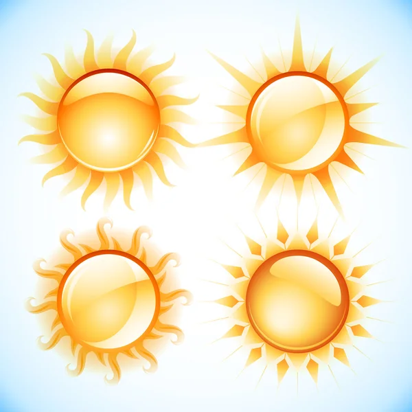 Icone del sole — Vettoriale Stock