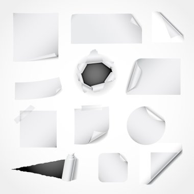 Set of white paper design elements