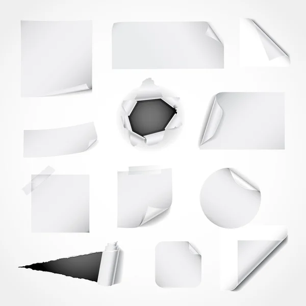 Set di elementi di design carta bianca Vettoriale Stock