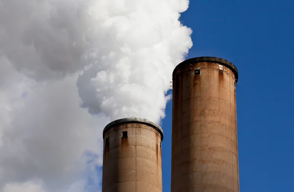 stock image White Smoke out of Industrial smokestack