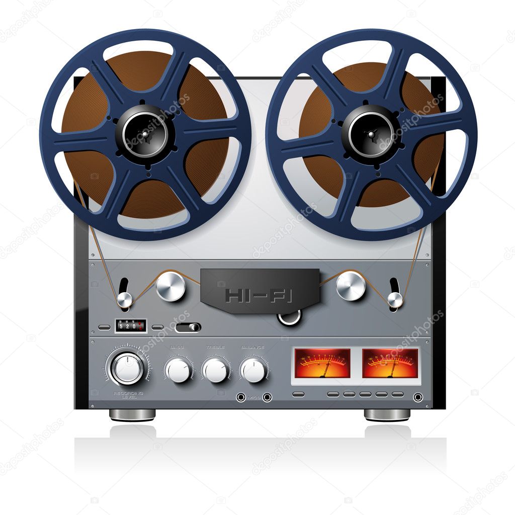 Stereo reel to reel tape deck player recorder vector Stock Vector