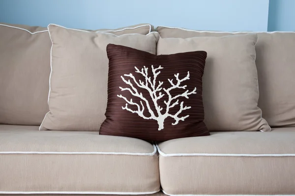 stock image Cozy pillow on the fluffy soft sofa