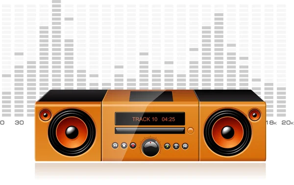 Orange boombox with signal spectrum, vector — ストックベクタ