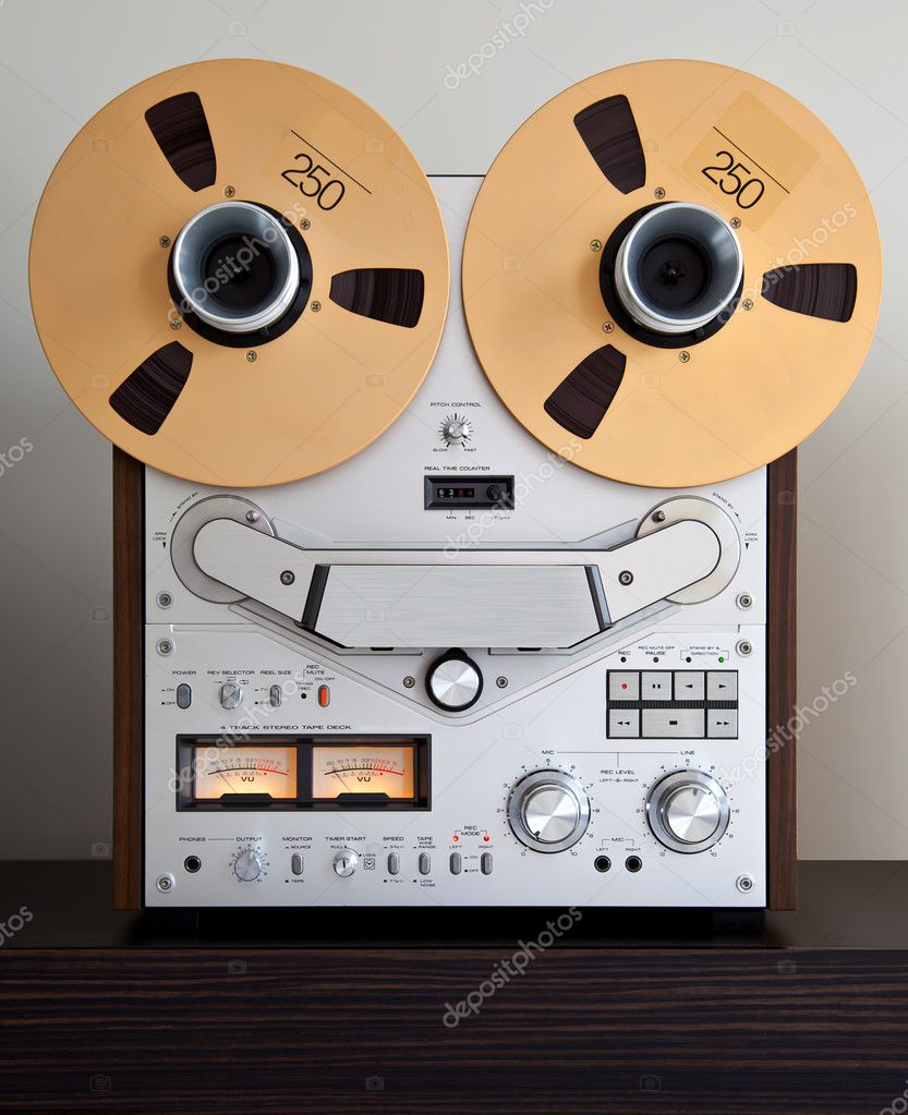 Analog Stereo Open Reel Tape Deck Recorder Vintage Isolated Stock Photo