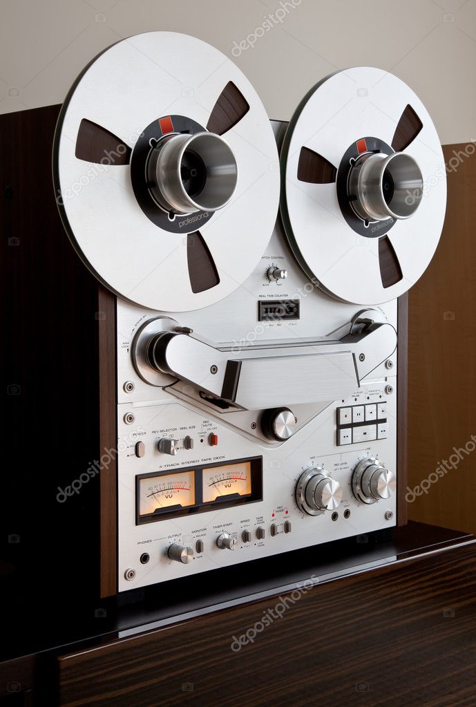 Analog Stereo Open Reel Tape Deck Recorder Vintage Isolated Stock