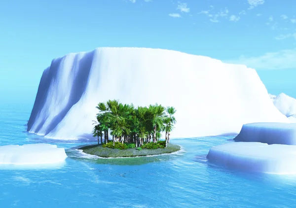 Palm tree and iceberg — Stock Photo, Image